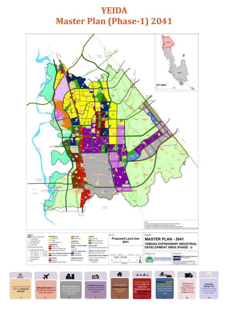 YEIDA Master Plan 2041 map showing planned land use and development areas