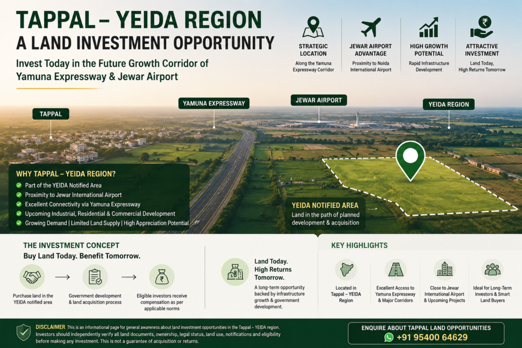 YEIDA notified area and property investment opportunities in Tappal near Jewar Airport