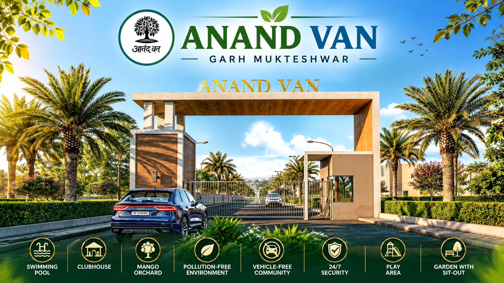 Anand Van resort-style property entrance at Garh Mukteshwar